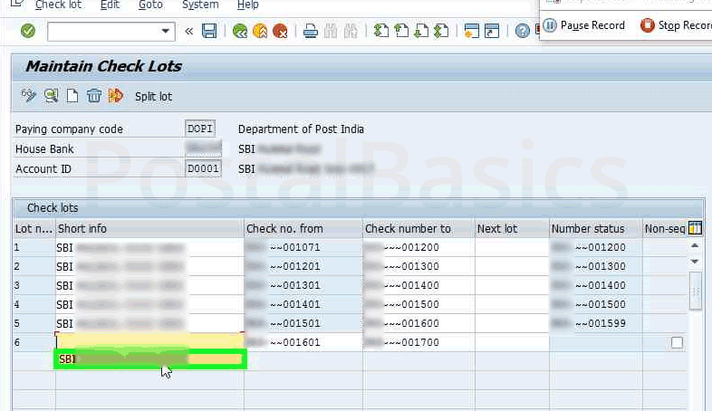 How to Add Post Master’s New Cheque Book to the lot in CSI Post Office?