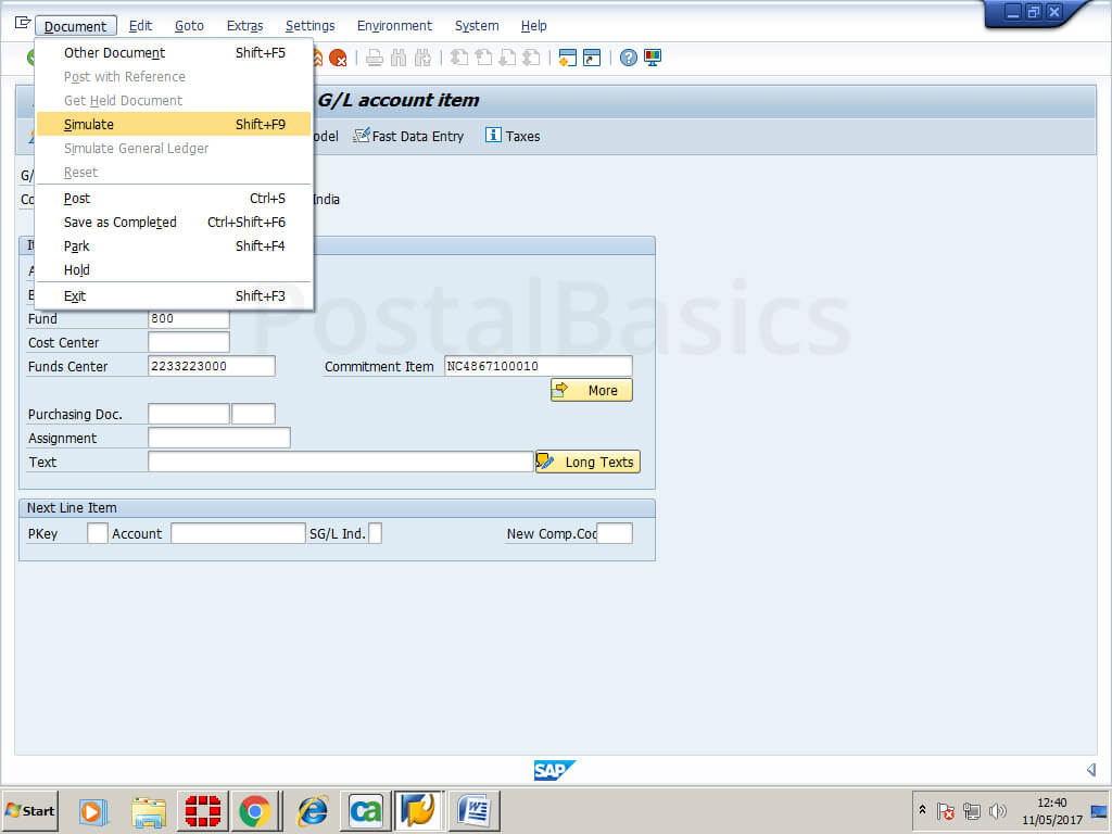 Cash conveyance or Office Expense in SAP Module of Post Office