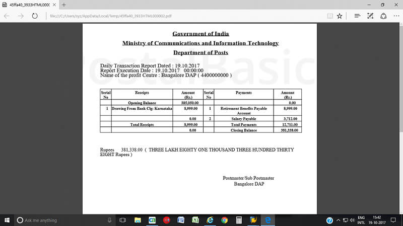 How to View Daily Account in CSI Post Office?