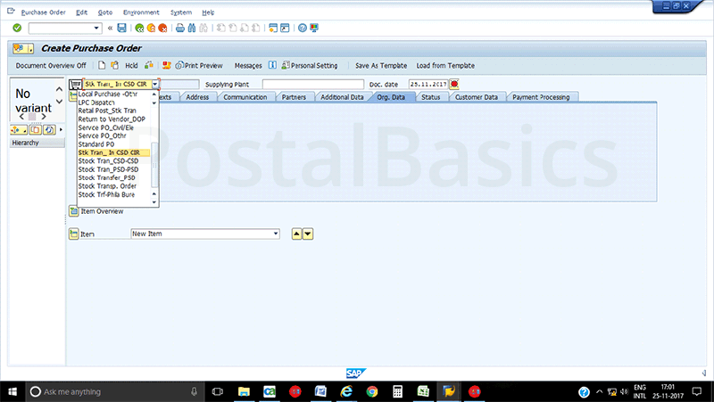 How to Indent Stamp to Circle Stamp Depot (CSD) from CSI Migrated Head Post Office?